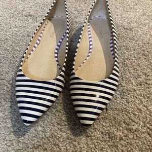 Nine West Blue White Striped Flats Size 8